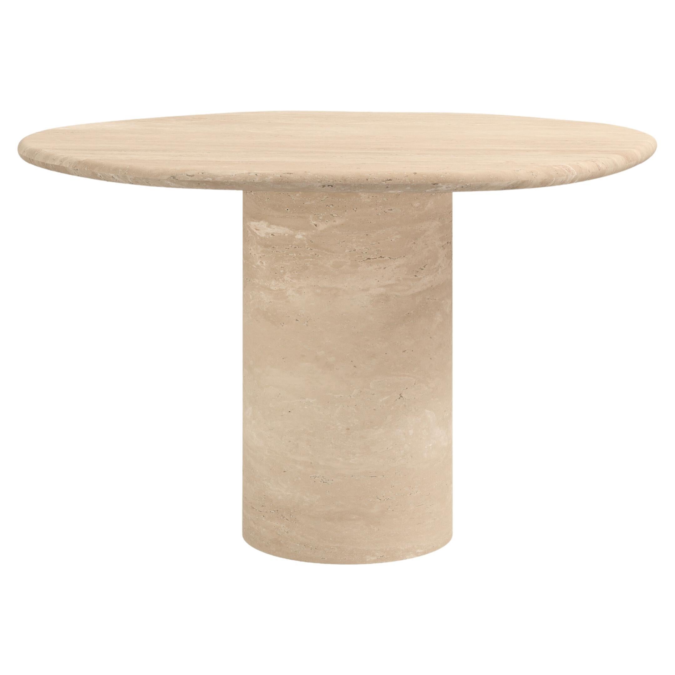 FORM(LA) Lago Round Dining Table 36”L x 36”W x 30”H Travertino Crema VC For Sale