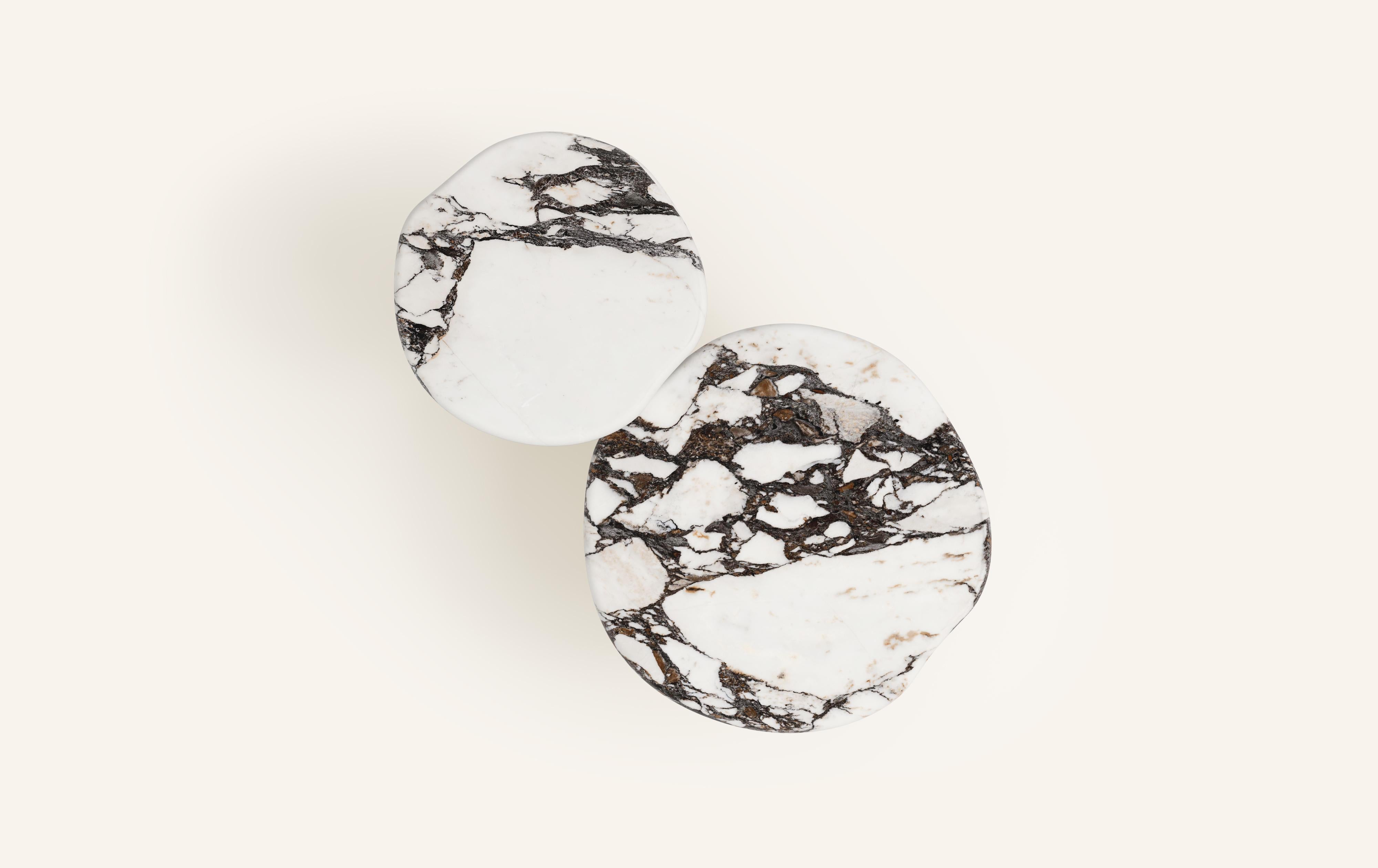 American FORM(LA) Lago Round Side Table 18”L x 18”W x 18”H Viola Marble & Antique Bronze For Sale