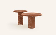 FORM(LA) Lago Round Side Table 24”L x 24”W x 16”H Rojo Alicante Marble