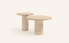 FORM(LA) Lago Round Side Table 24”L x 24”W x 16”H Travertino Crema VC
