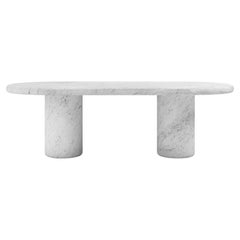 FORM(LA) table de salle à manger Luna ovale 84 L x 42 W x 30 H marbre blanc de Carrare