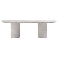FORM(LA) Luna Oval Dining Table 84”L x 42”W x 30”H Limestone Oceano