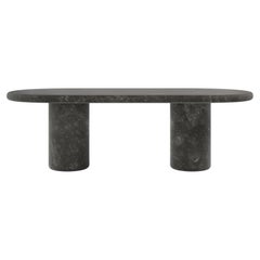 FORM(LA) Luna Oval Dining Table 84”L x 42”W x 30”H Nero Petite Granite