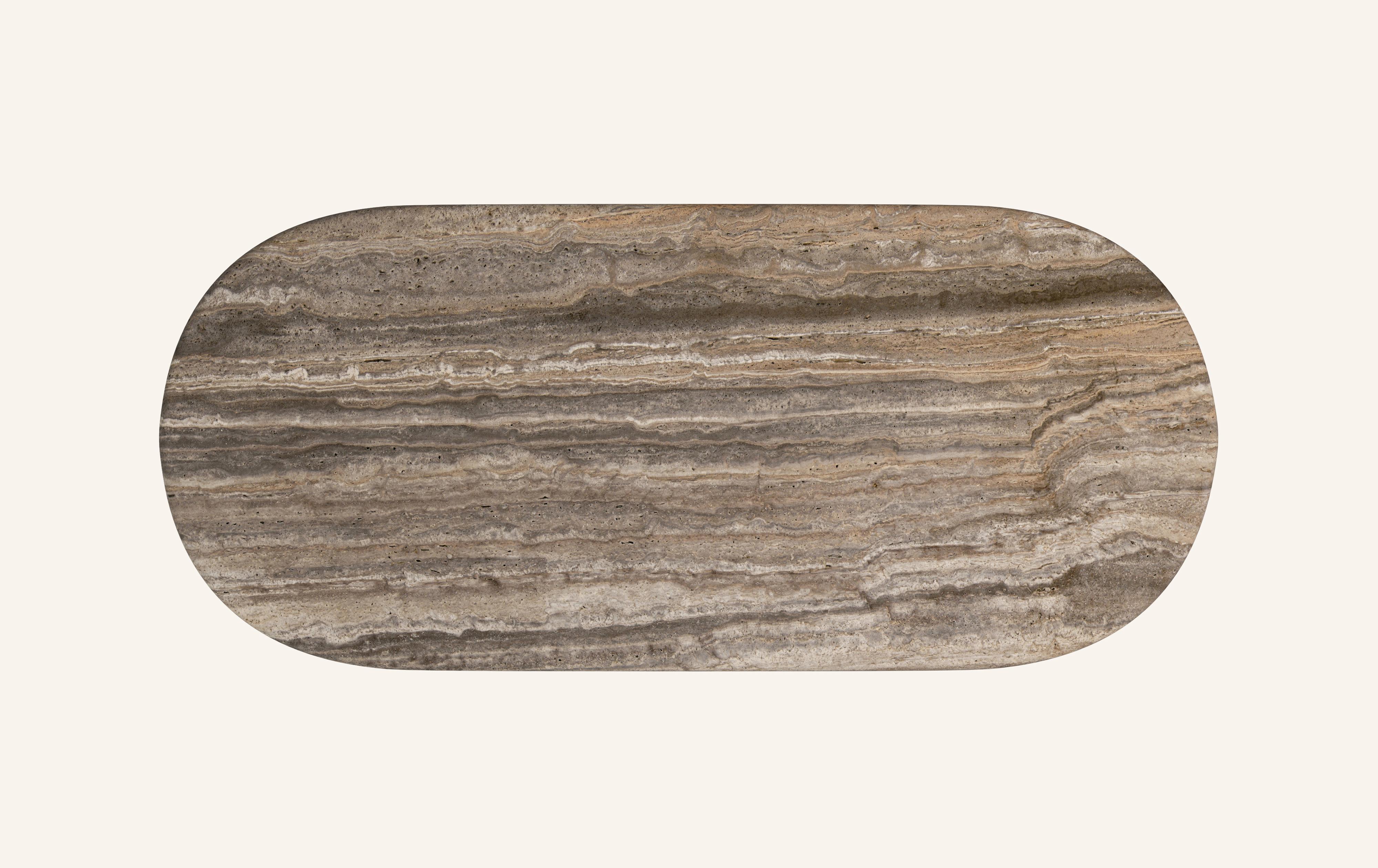 FORM(LA) Luna Oval Dining Table 84”L x 42”W x 30”H Travertino Argento VC In New Condition For Sale In Los Angeles, CA