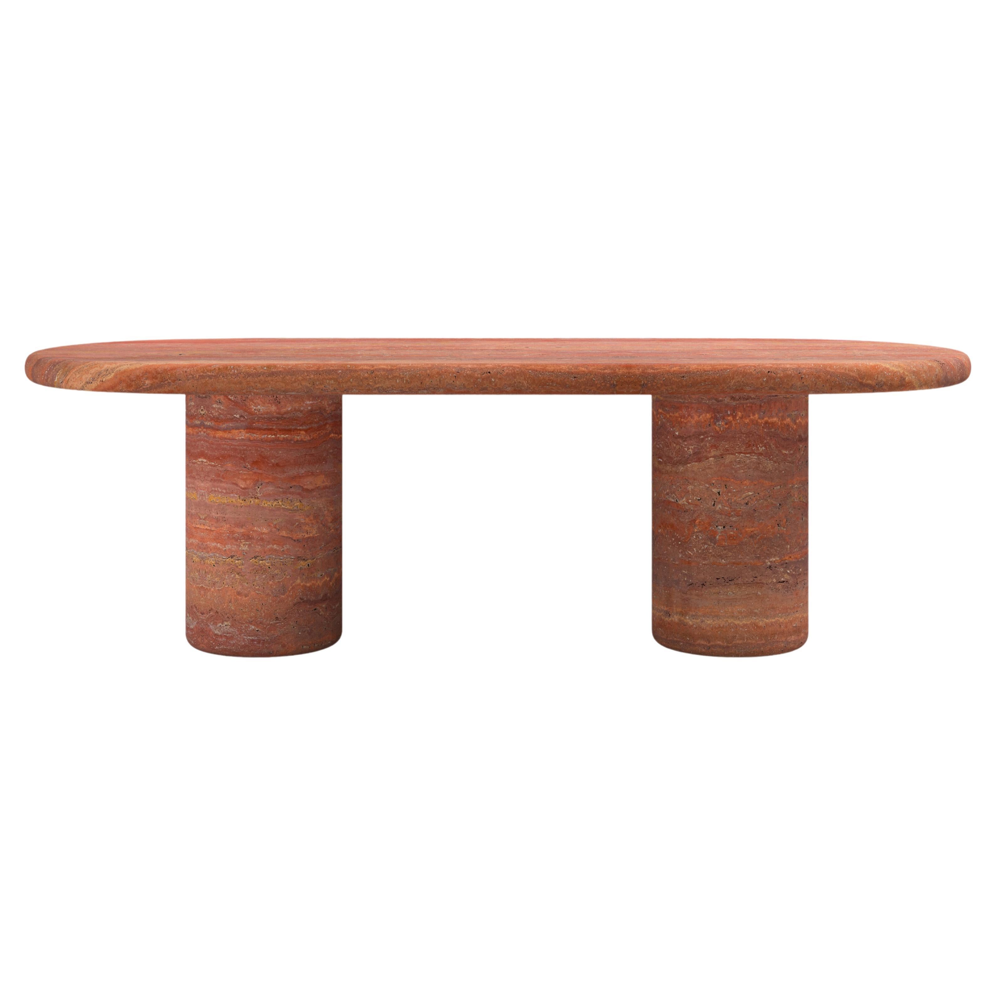 FORM(LA) Luna Oval Dining Table 84”L x 42”W x 30”H Travertino Rosso VC