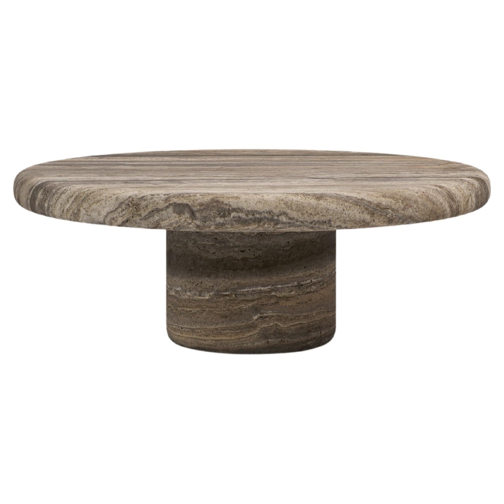 FORM(LA) Table basse ronde Luna 36L x 36W x 15H Travertino Argento VC