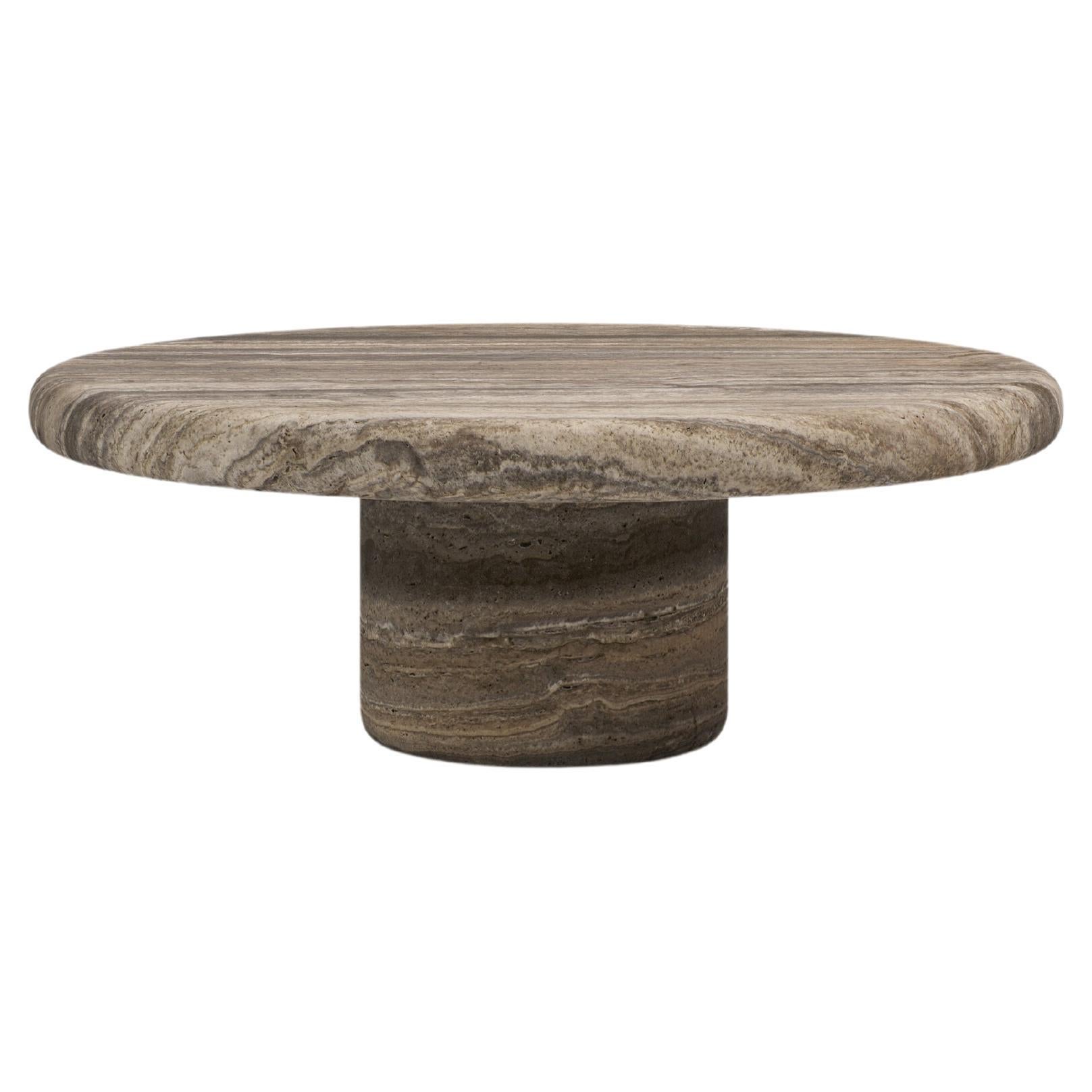 FORM(LA) Luna Round Coffee Table 36”L x 36”W x 15”H Travertino Argento VC