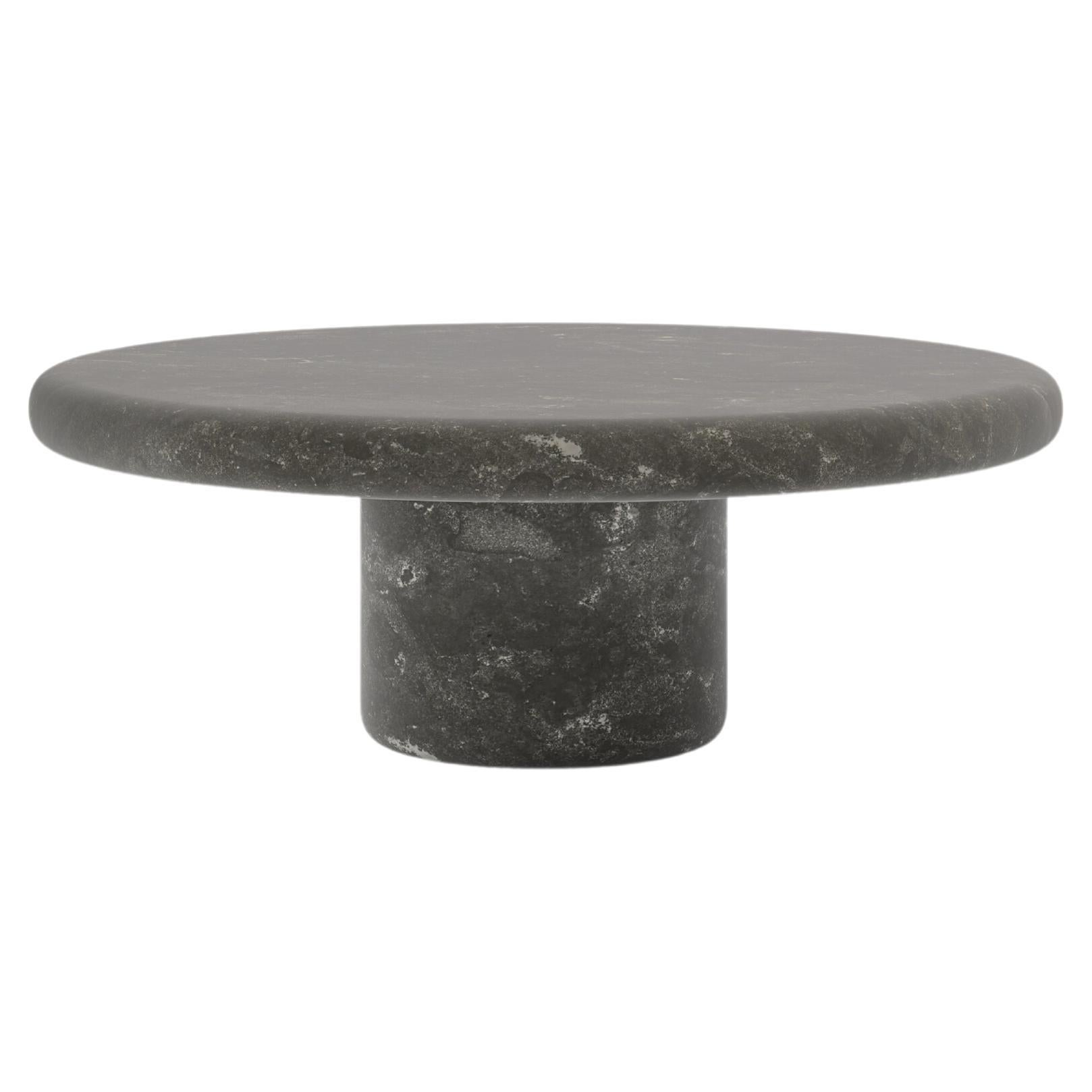 FORM(LA) Luna Round Coffee Table 42”L x 42”W x 15”H Nero Petite Granite For Sale