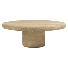 FORM(LA) Luna Round Coffee Table 42”L x 42”W x 15”H Travertino Crema VC