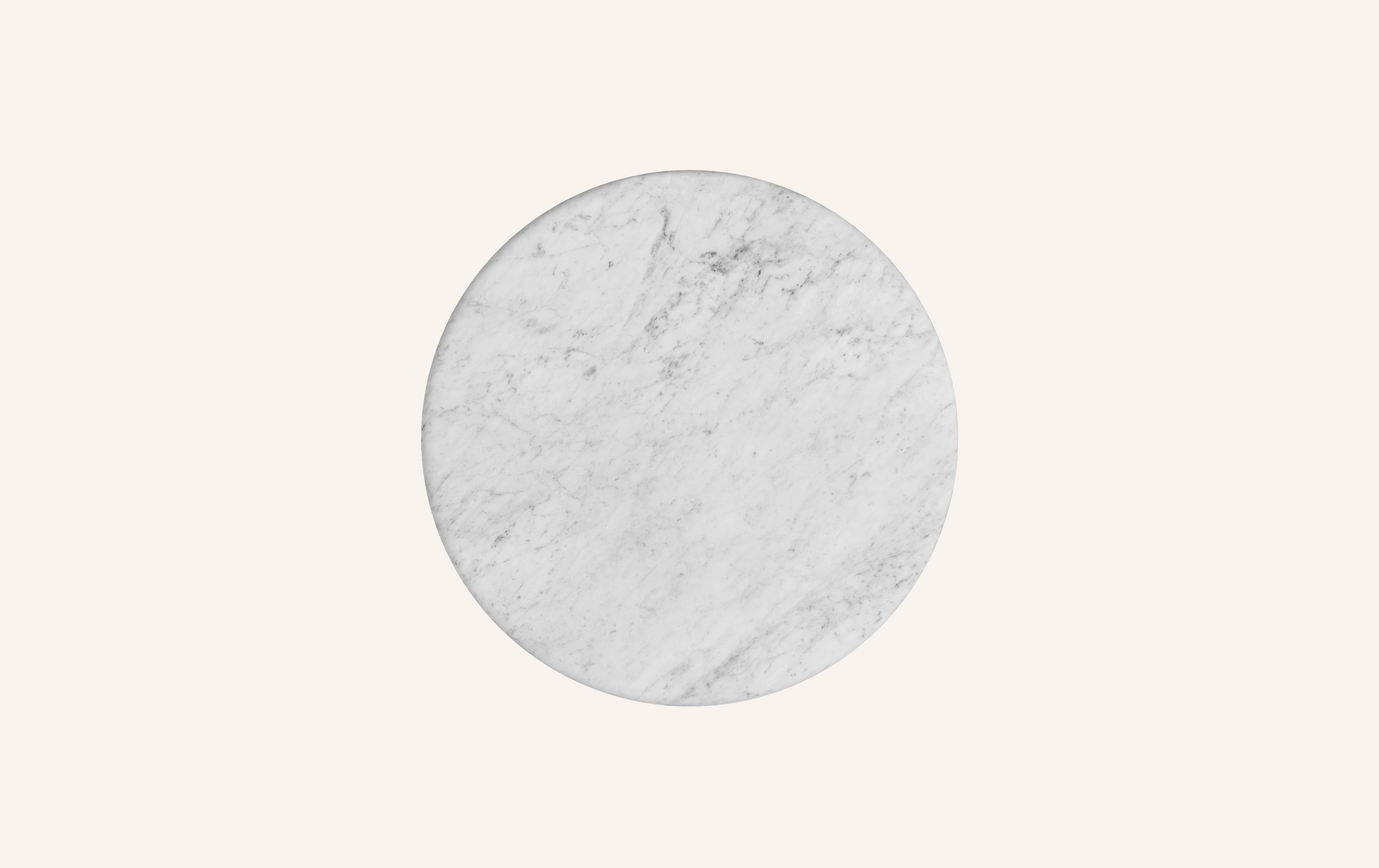 American FORM(LA) Luna Round Coffee Table 48”L x 48”W x 15”H Carrara Bianco Marble For Sale