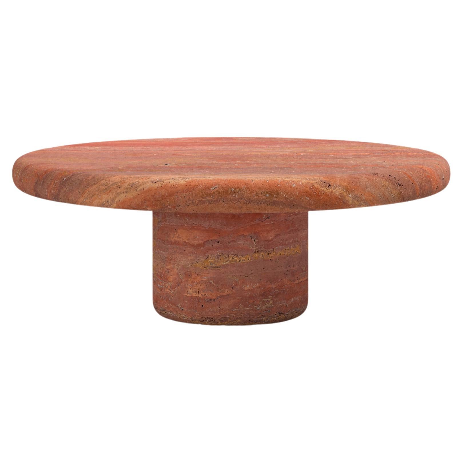 FORM(LA) Luna Round Coffee Table 48”L x 48”W x 15”H Travertino Rosso VC