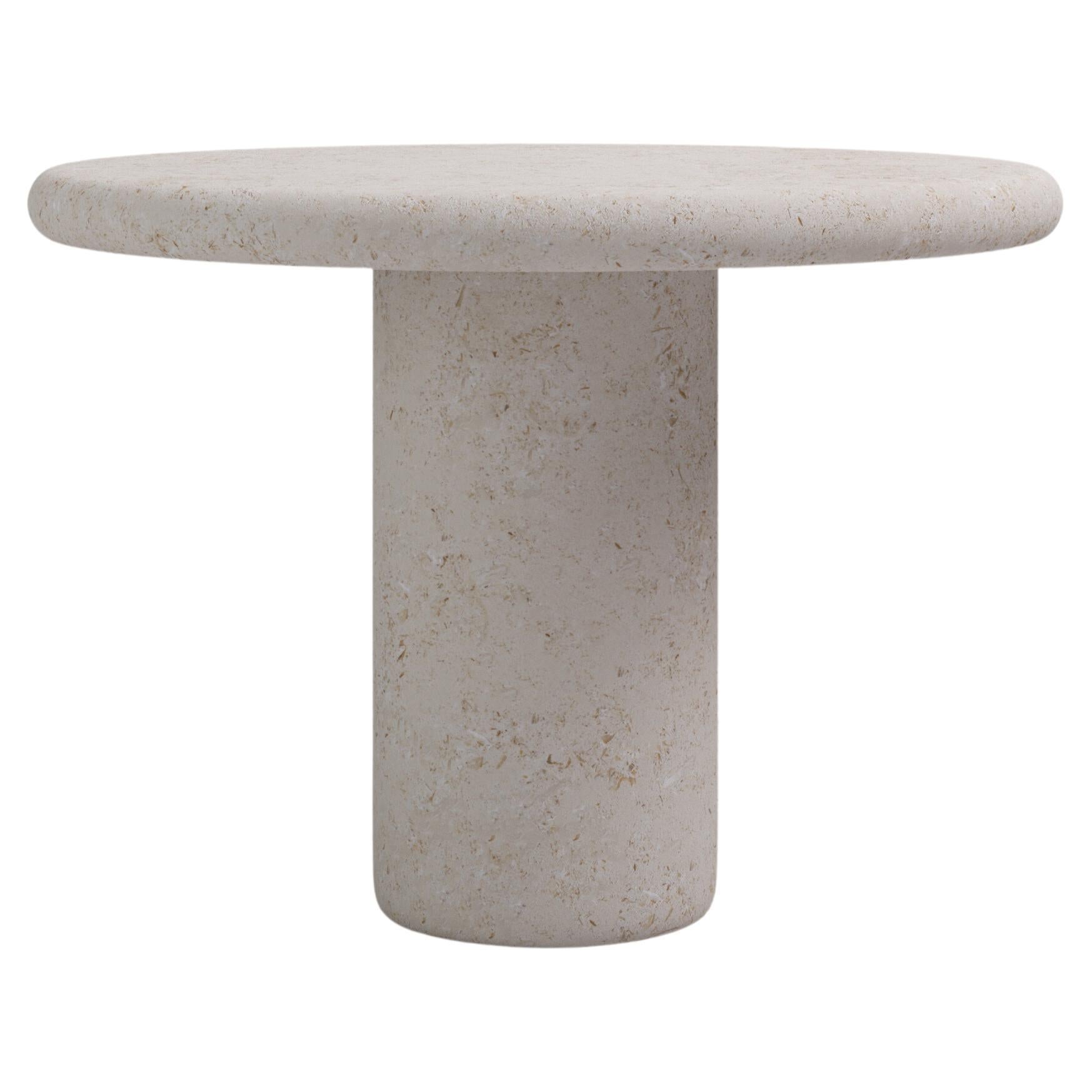 FORM(LA) Luna Round Dining Table 36”L x 36”W x 30”H Limestone Oceano For Sale