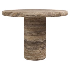 FORM(LA) table de salle à manger ronde Luna 36L x 36W x 30H Travertino Argento VC