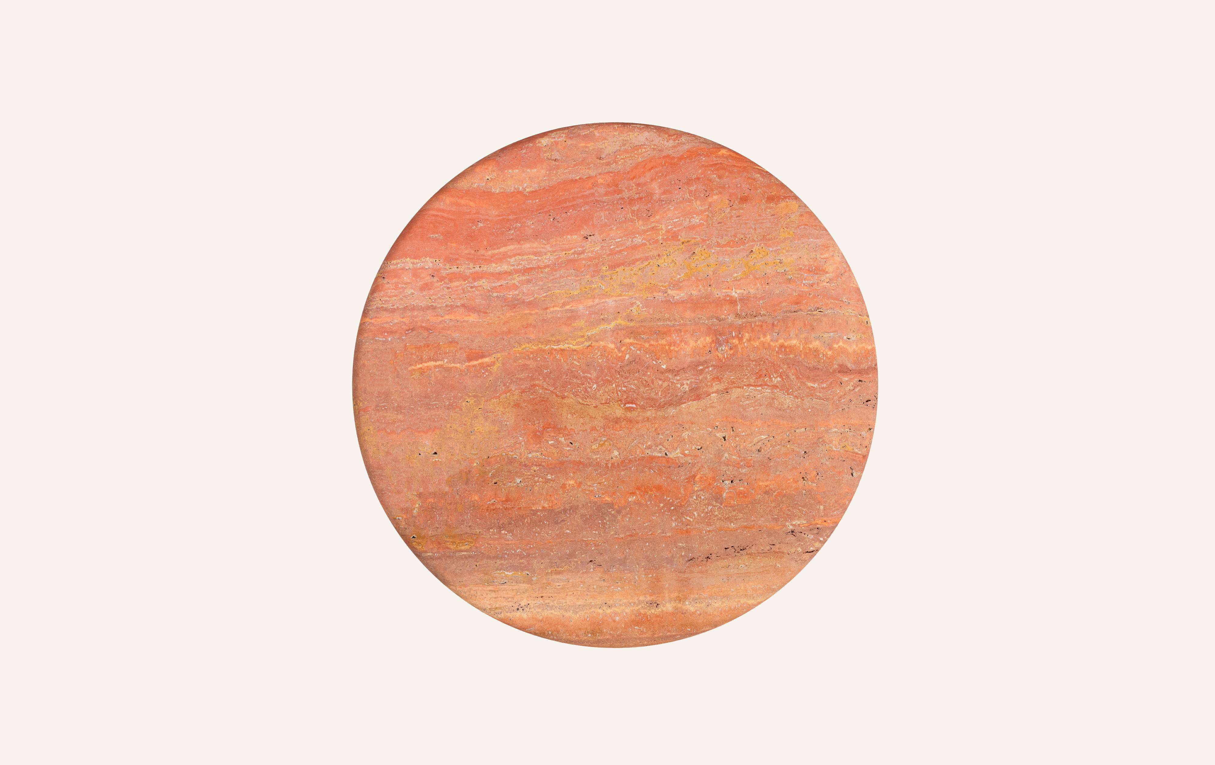 American FORM(LA) Luna Round Dining Table 36”L x 36”W x 30”H Travertino Rosso VC For Sale