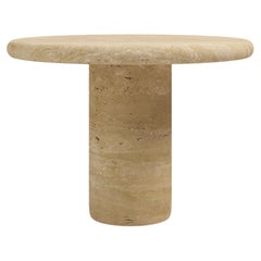 FORM(LA) Luna Round Dining Table 42”L x 42”W x 30”H Travertino Crema VC