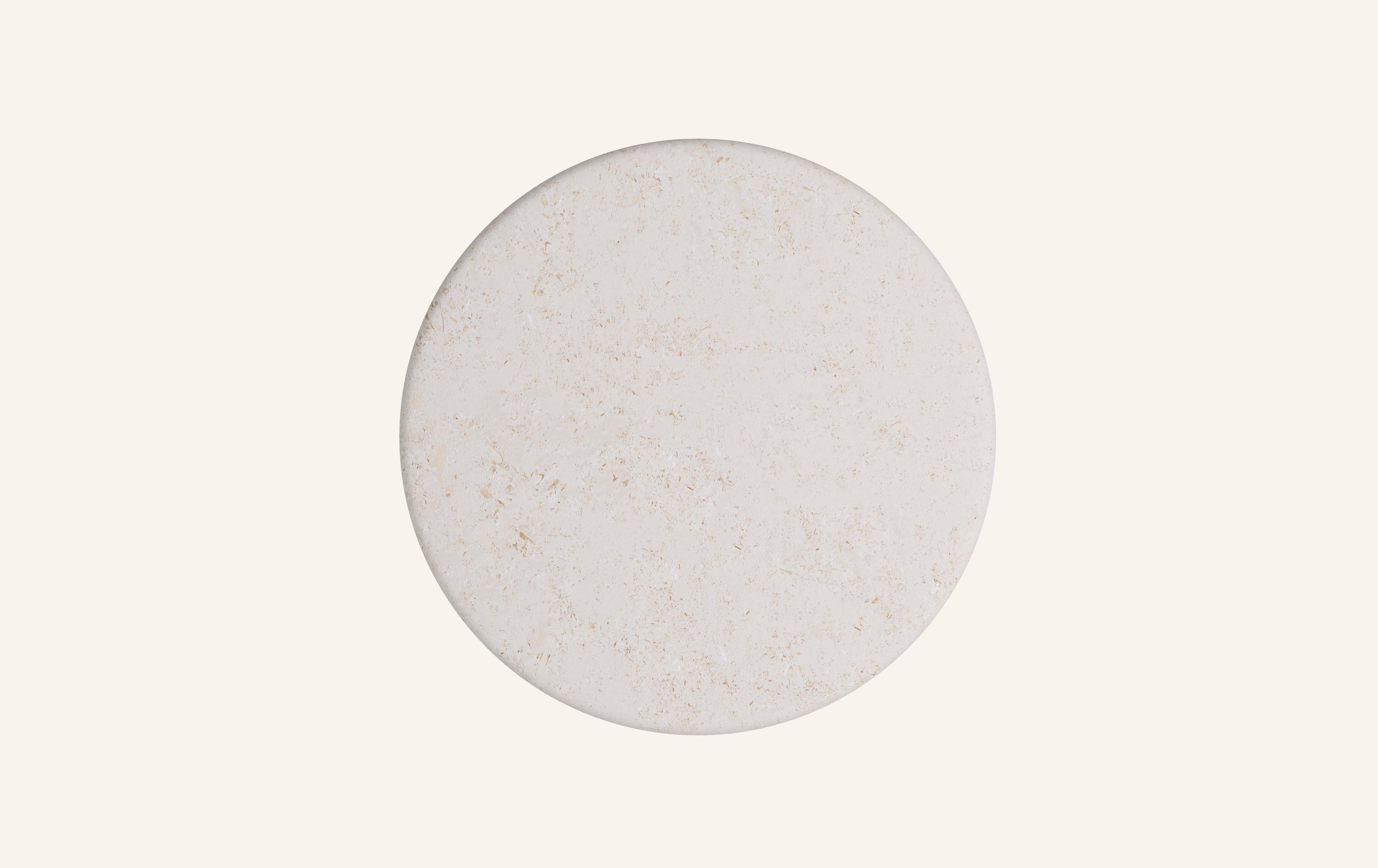 American FORM(LA) Luna Round Dining Table 48”L x 48”W x 30”H Limestone Oceano For Sale