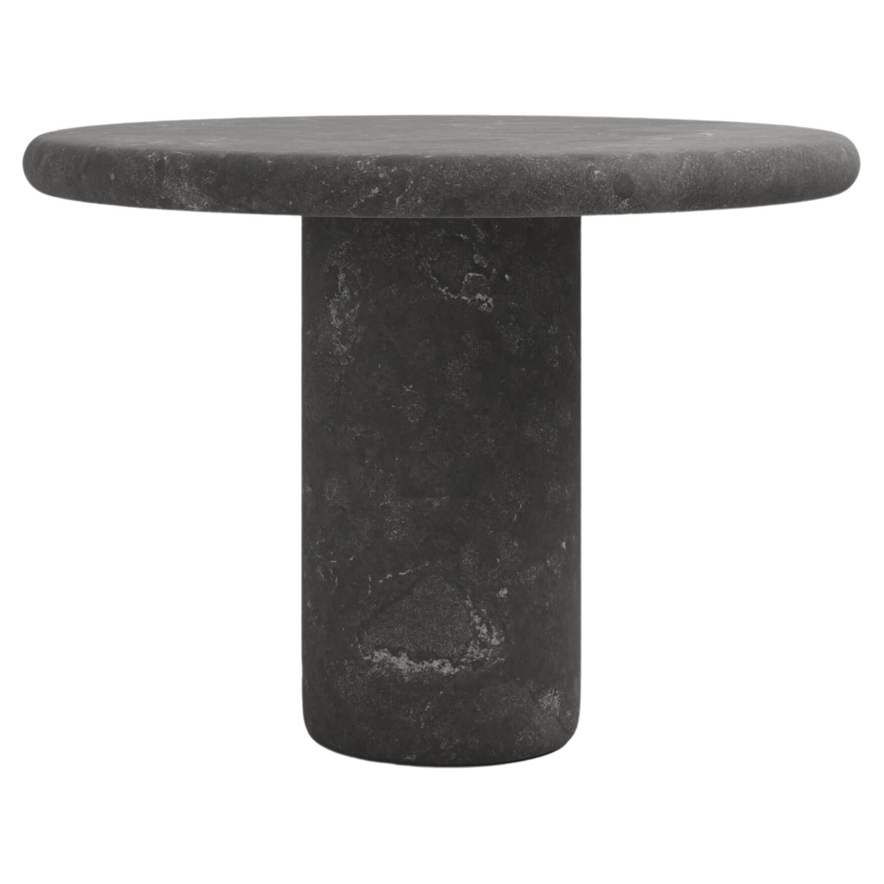 FORM(LA) Luna Round Dining Table 48”L x 48”W x 30”H Nero Petite Granite For Sale