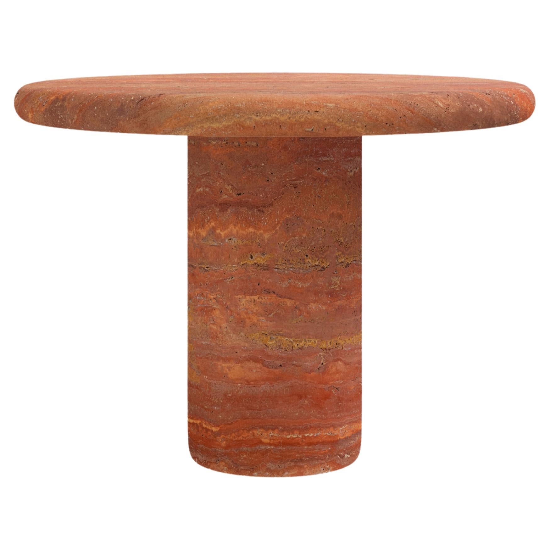 FORM(LA) Luna Round Dining Table 48”L x 48”W x 30”H Travertino Rosso VC