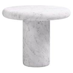 FORM(LA) Luna Round Side Table 24”L x 24”W x 20”H Carrara Bianco Marble