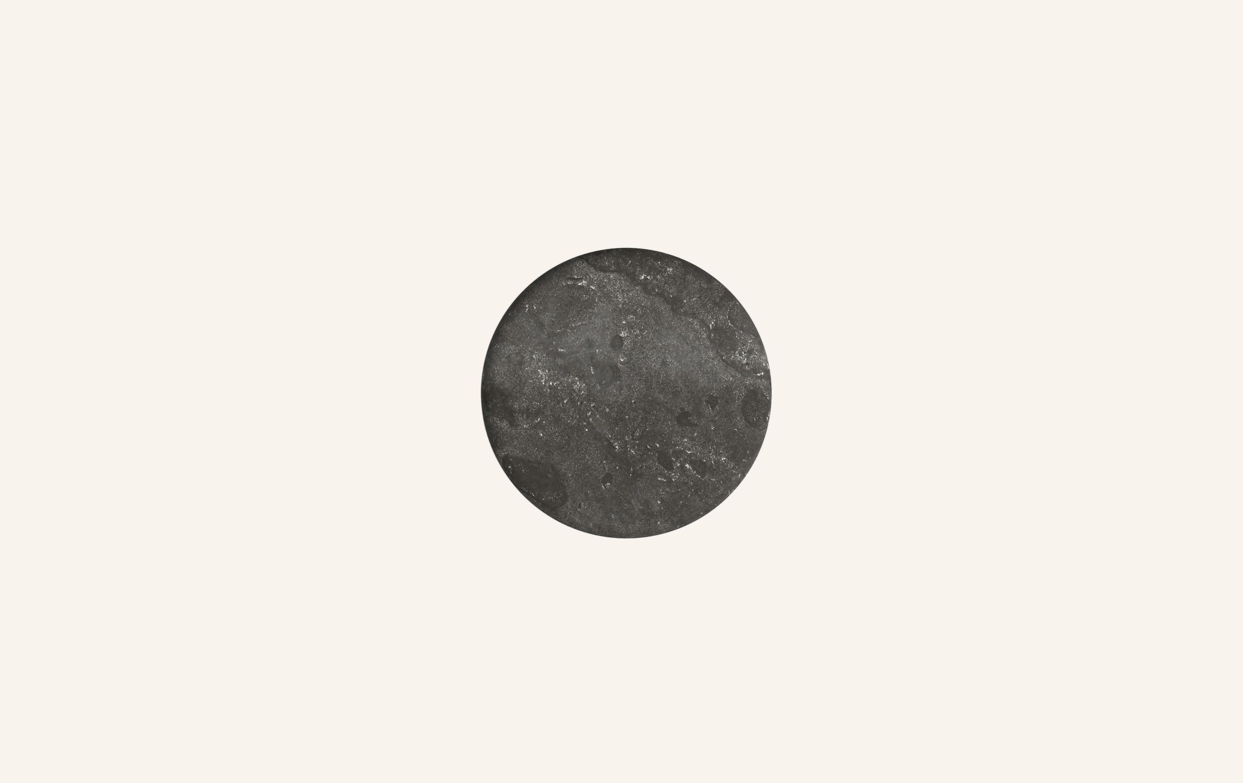 American FORM(LA) Luna Round Side Table 24”L x 24”W x 20”H Nero Petite Granite For Sale