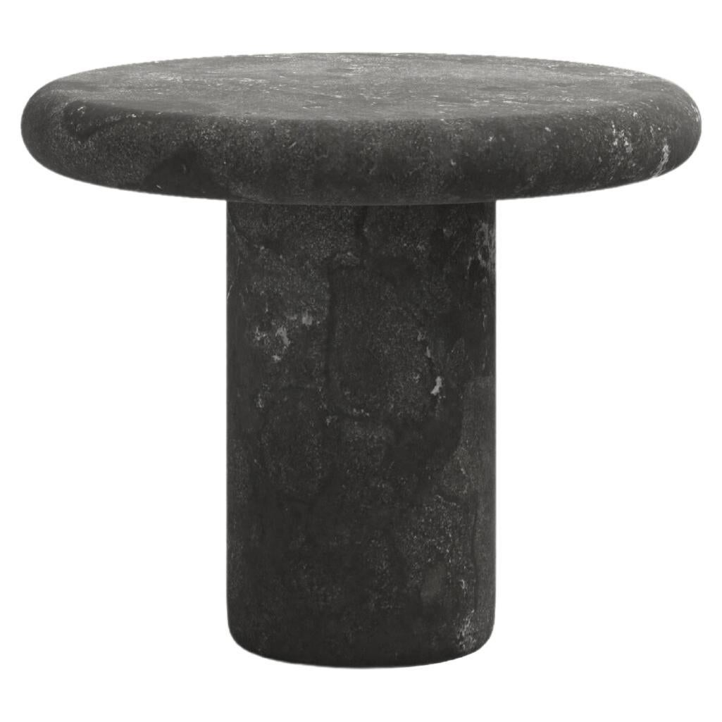 FORM(LA) Luna Round Side Table 24”L x 24”W x 20”H Nero Petite Granite