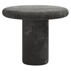 FORM(LA) Luna Round Side Table 24”L x 24”W x 20”H Nero Petite Granite