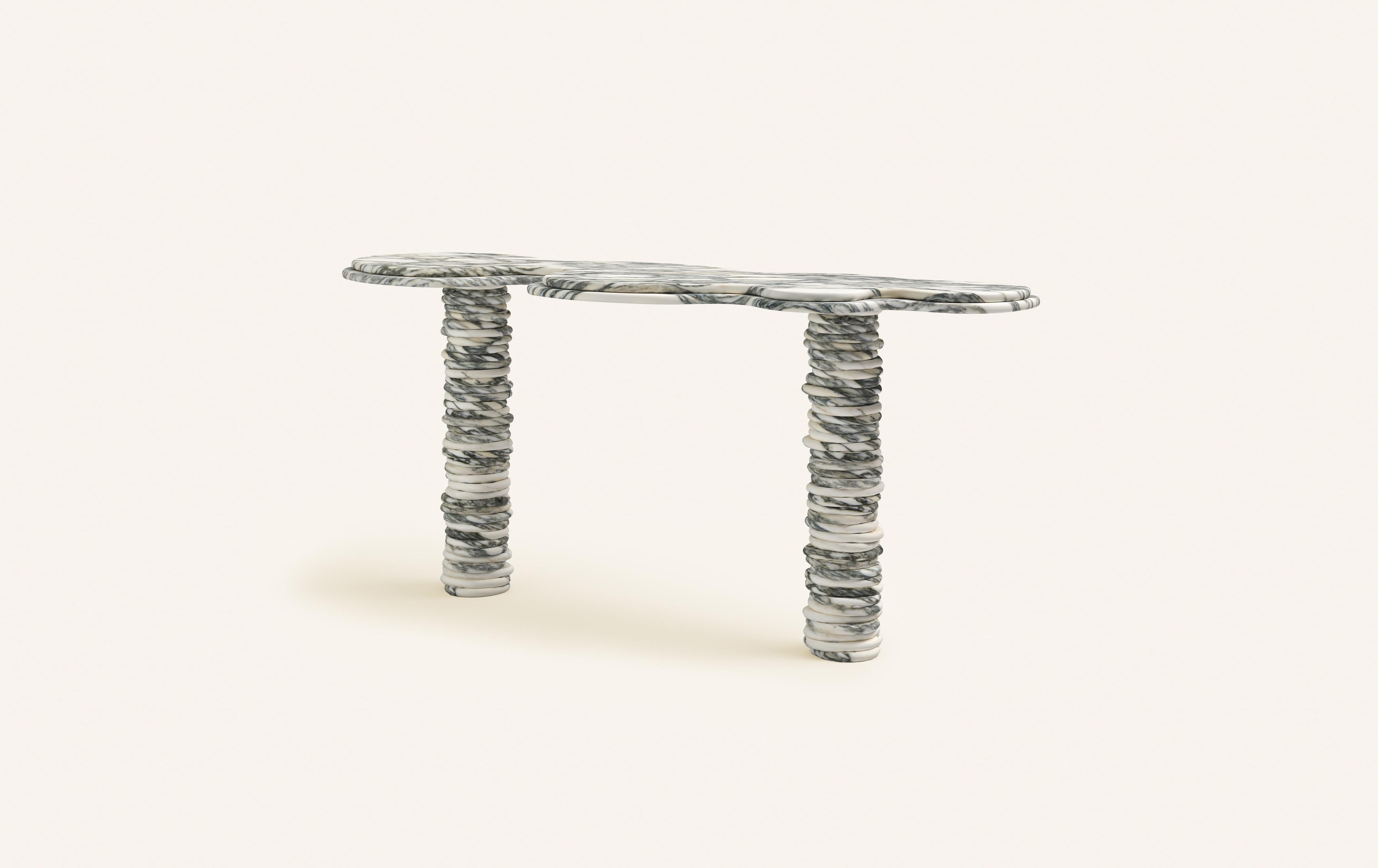 Organic Modern FORM(LA) Onda Console Table 60”L x 18”W x 29”H Arabescato Corchia Marble For Sale