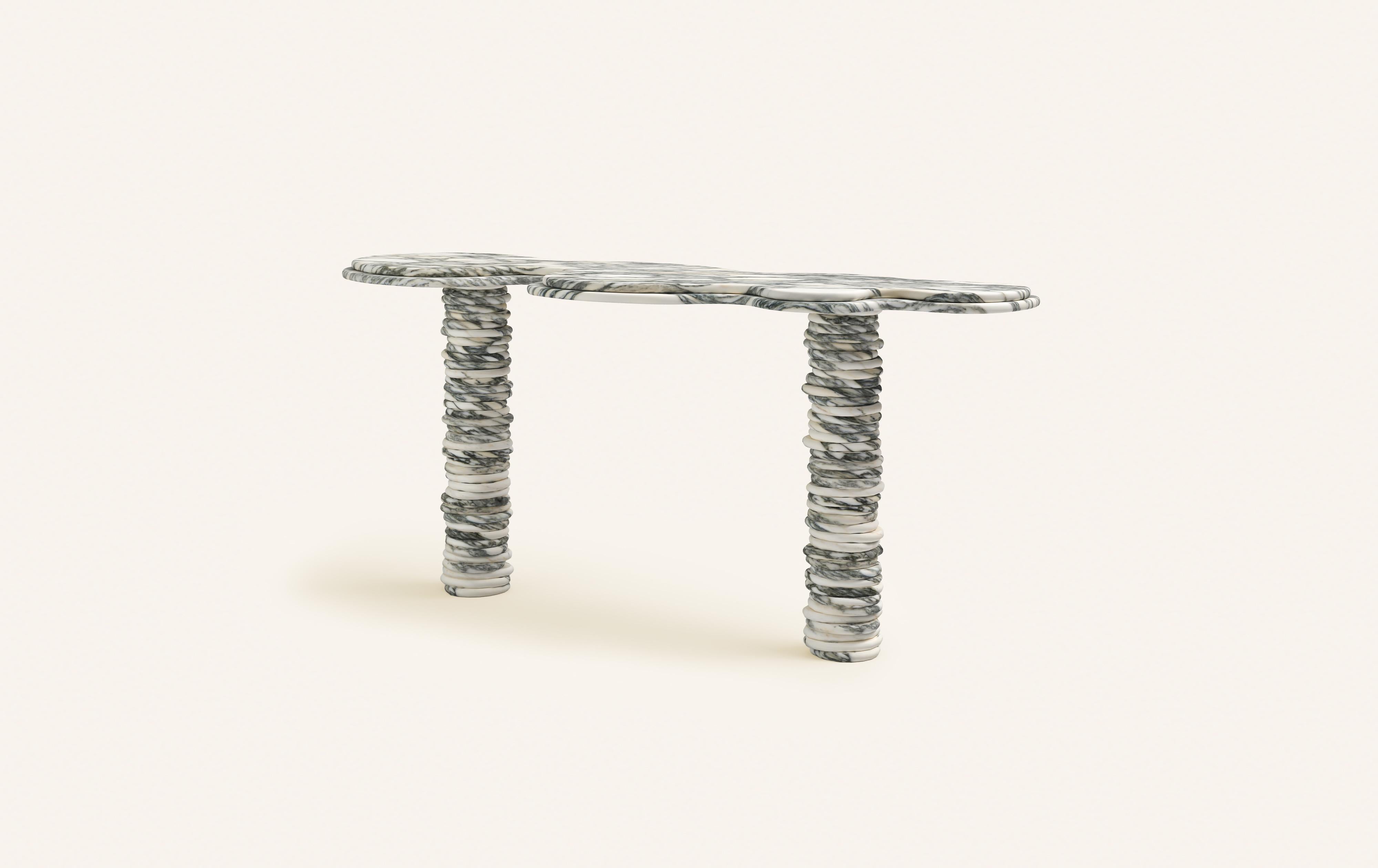 Organique FORM(LA) table console Onda 60L x 18W x 29H marbre Arabescato Corchia en vente