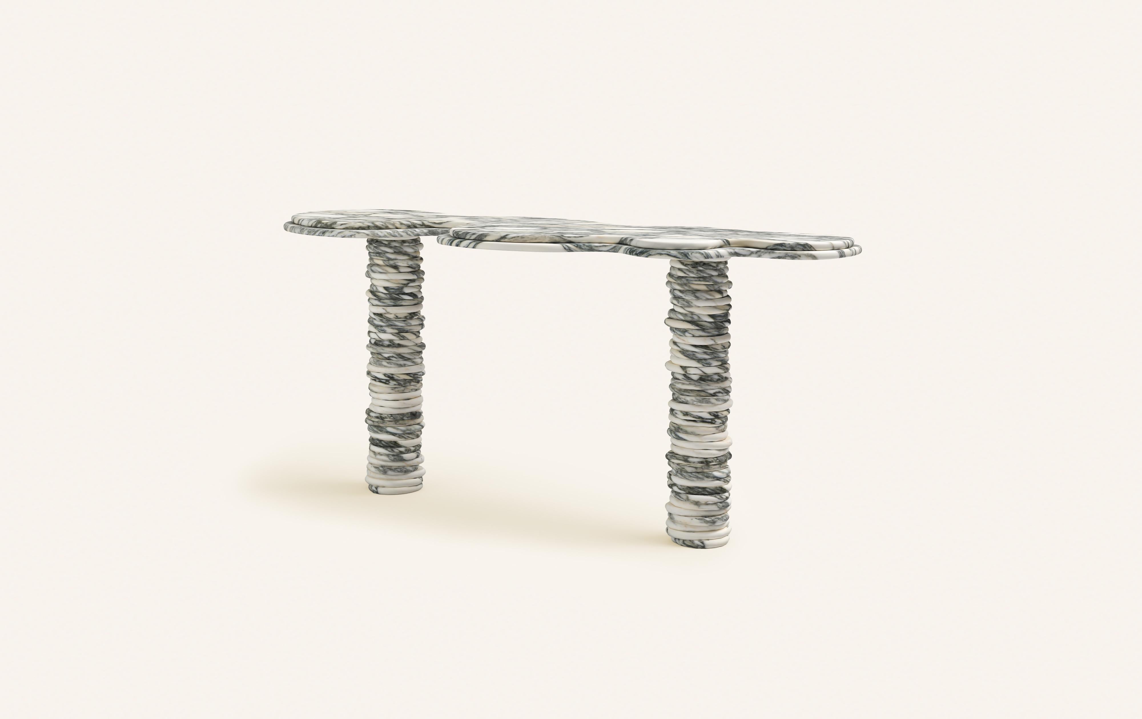 Organic Modern FORM(LA) Onda Console Table 72”L x 21”W x 29”H Arabescato Corchia Marble For Sale