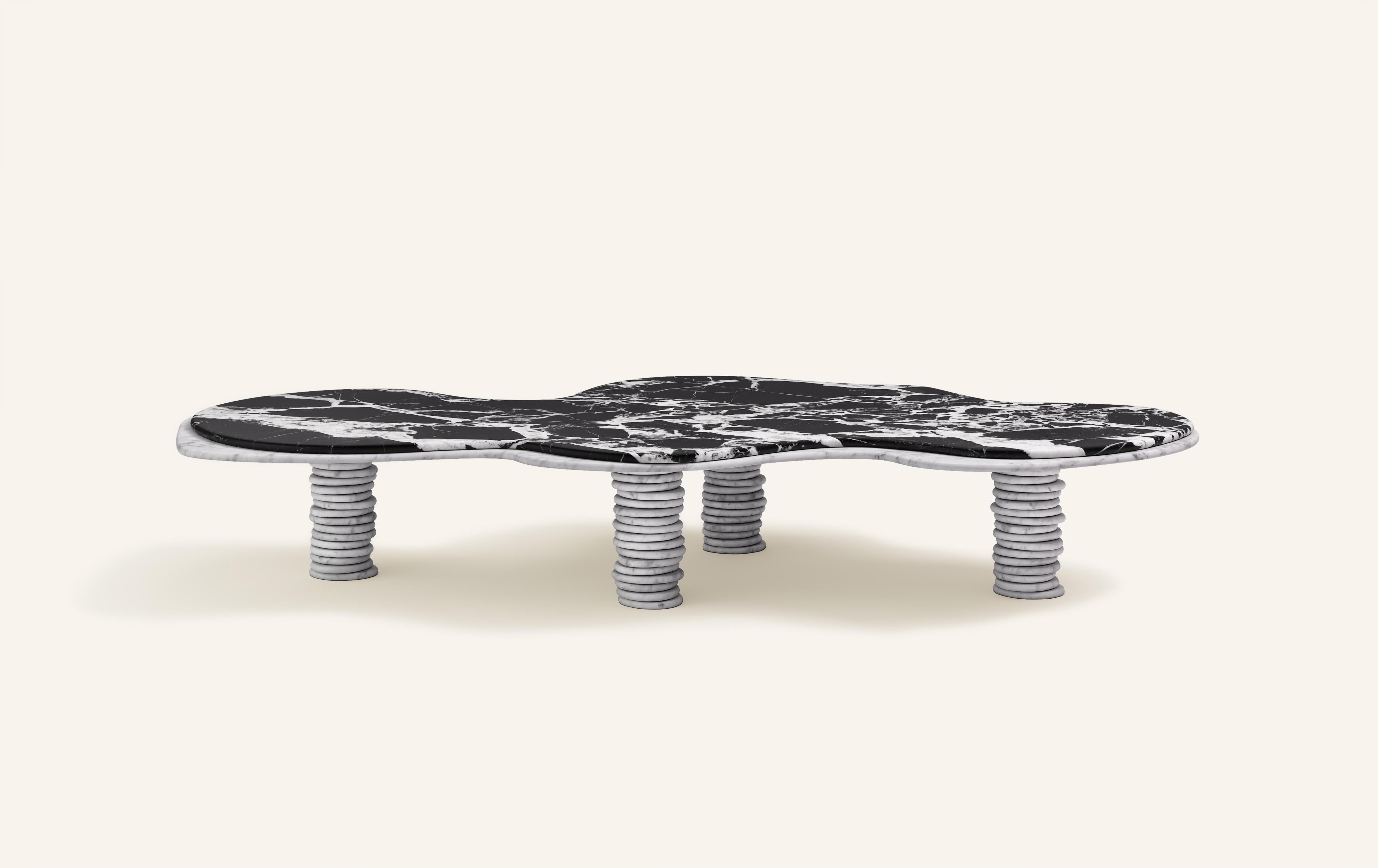 'ONDA', ITALIAN FOR 'WAVE', HAS INSPIRED A FREEFORM ORGANIC BODY, HEROING A COMPLEX AND TEXTURED COLLECTION. COMPRISING SIDE TABLES FOR LAYERING, COFFEE TABLES AND DINING TABLES.

DIMENSIONS:
72”L x 39-1/2”W x 14-3/16”H: 
- 1.5