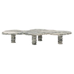 FORM (LA) table basse Onda de forme libre 84L x 46W x 14H en marbre Arabescato Corchia