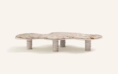FORM(LA) Onda Freeform Coffee Table 84”L x 46”W x 14”H Breccia & Travertino