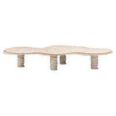 FORM (LA) table basse Onda de forme libre 84L x 46W x 14H en marbre araignée doré