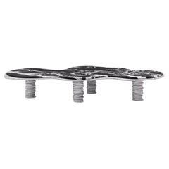 FORM (LA) table basse Onda de forme libre 84L x 46W x 14H en marbre Nero & Bianco