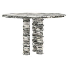 FORM(LA) Onda Round Dining Table 42”L x 42”W x 29”H Arabescato Corchia Marble