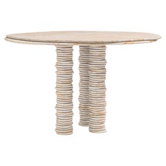 FORM(LA) table de salle à manger ronde Onda 42L x 42W x 29H marbre araignée doré