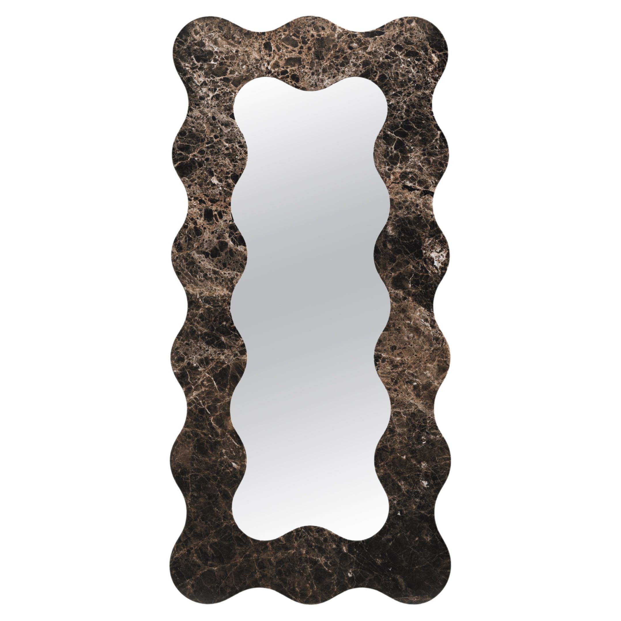 FORM(LA) Palla Floor Mirror 87"H x 42"W x 1.5"D Dark Emperador Marble