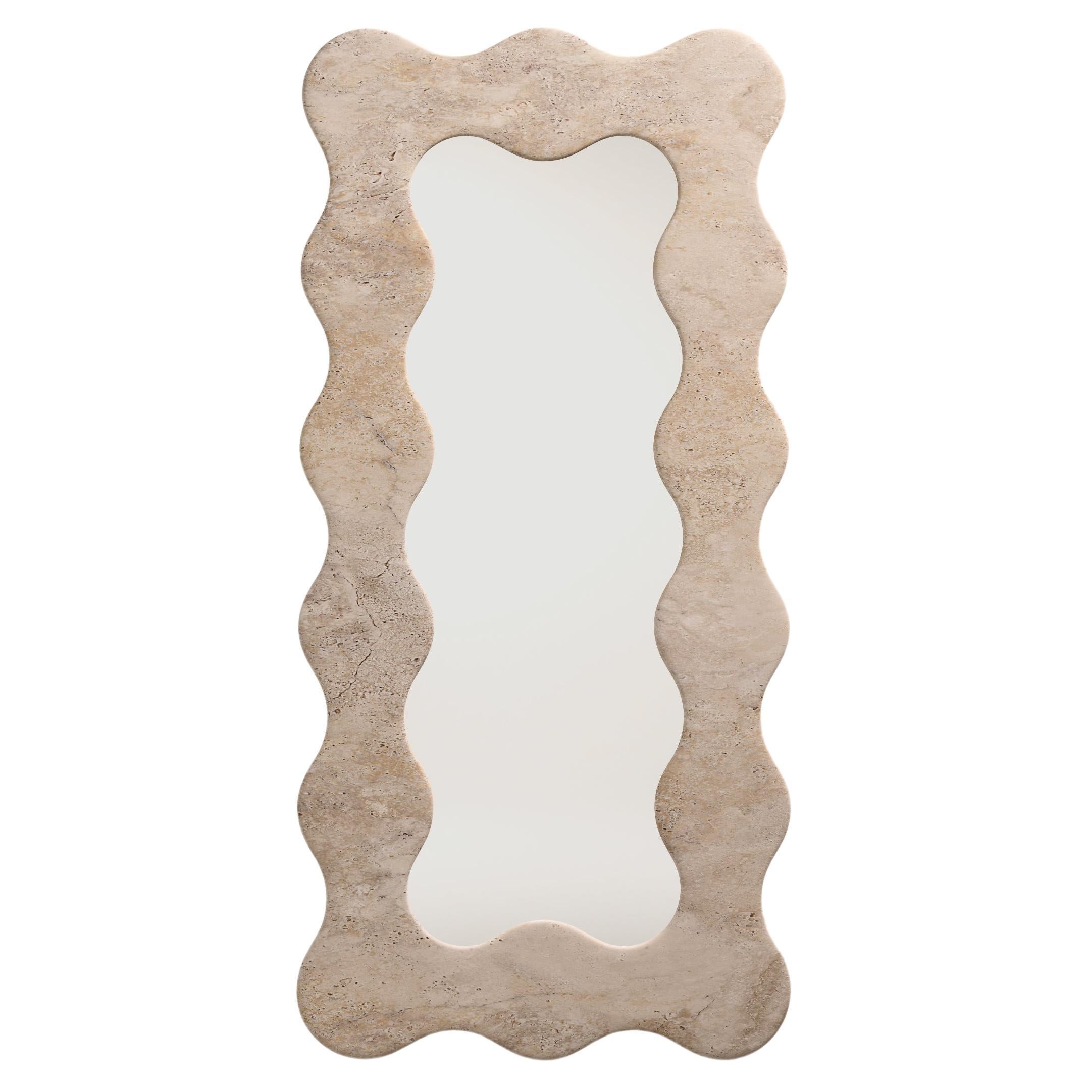 FORM(LA) Palla Stehspiegel 87"H x 42"W x 1,5"D Travertin Crema CC
