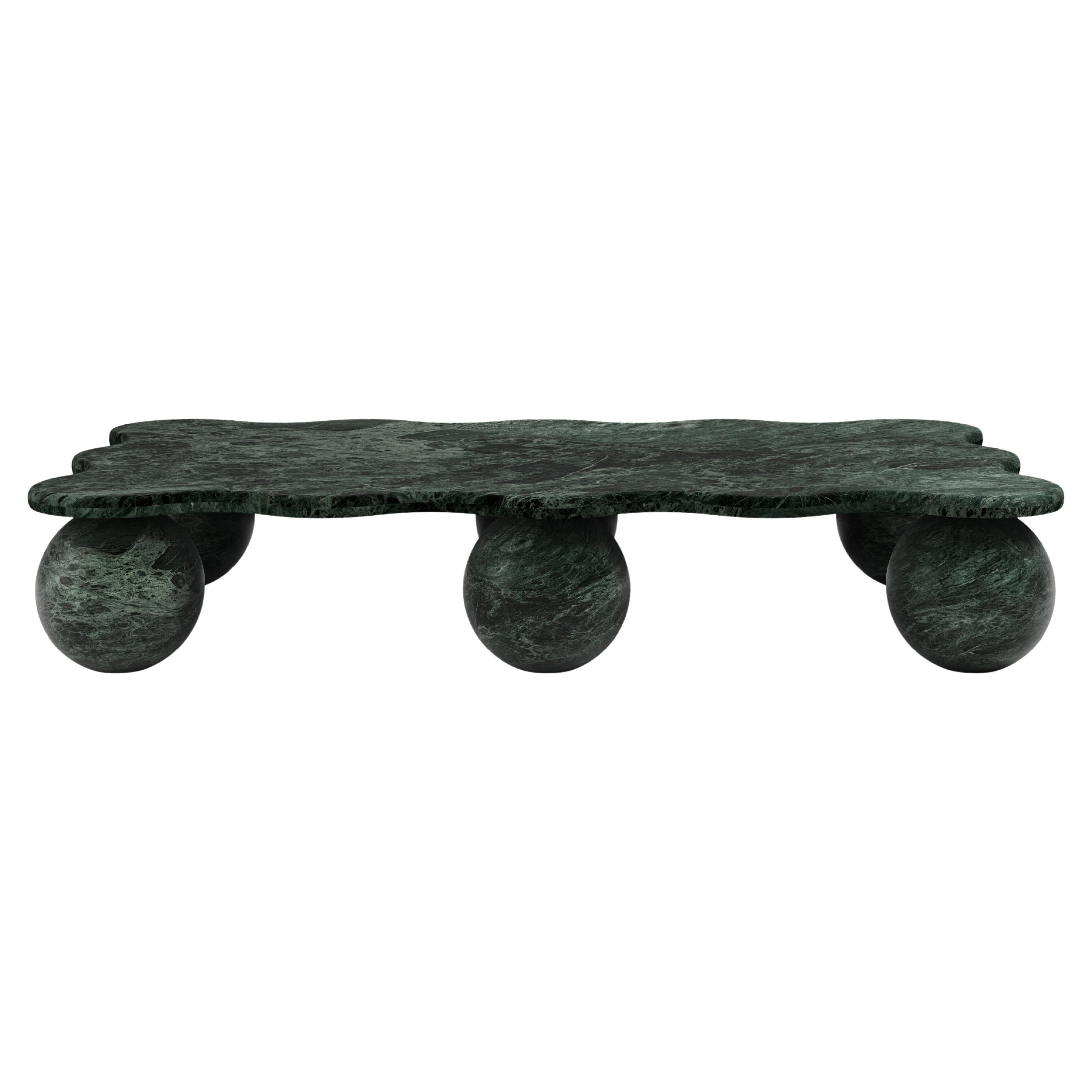 FORM(LA) Palla Rectangle Coffee Table 72"L x 42"W x 13"H Verde Guatemala Marble For Sale