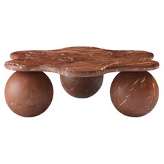 FORM(LA) Palla Round Coffee Table 42"L x 38"W x 13"H Rojo Alicante Marble