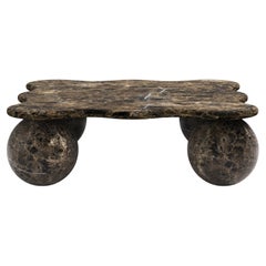 FORM(LA) Palla Square Coffee Table 42"L x 42"W x 13"H Dark Emperador Marble