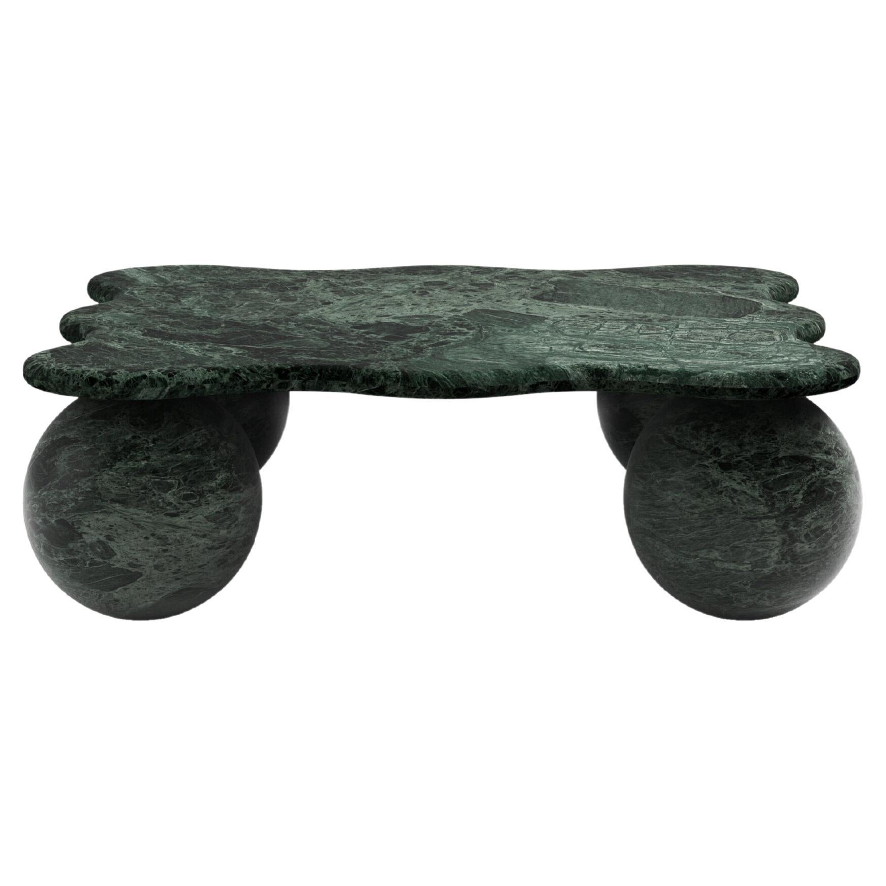 FORM(LA) Palla Square Coffee Table 42"L x 42"W x 13"H Verde Guatemala Marble For Sale