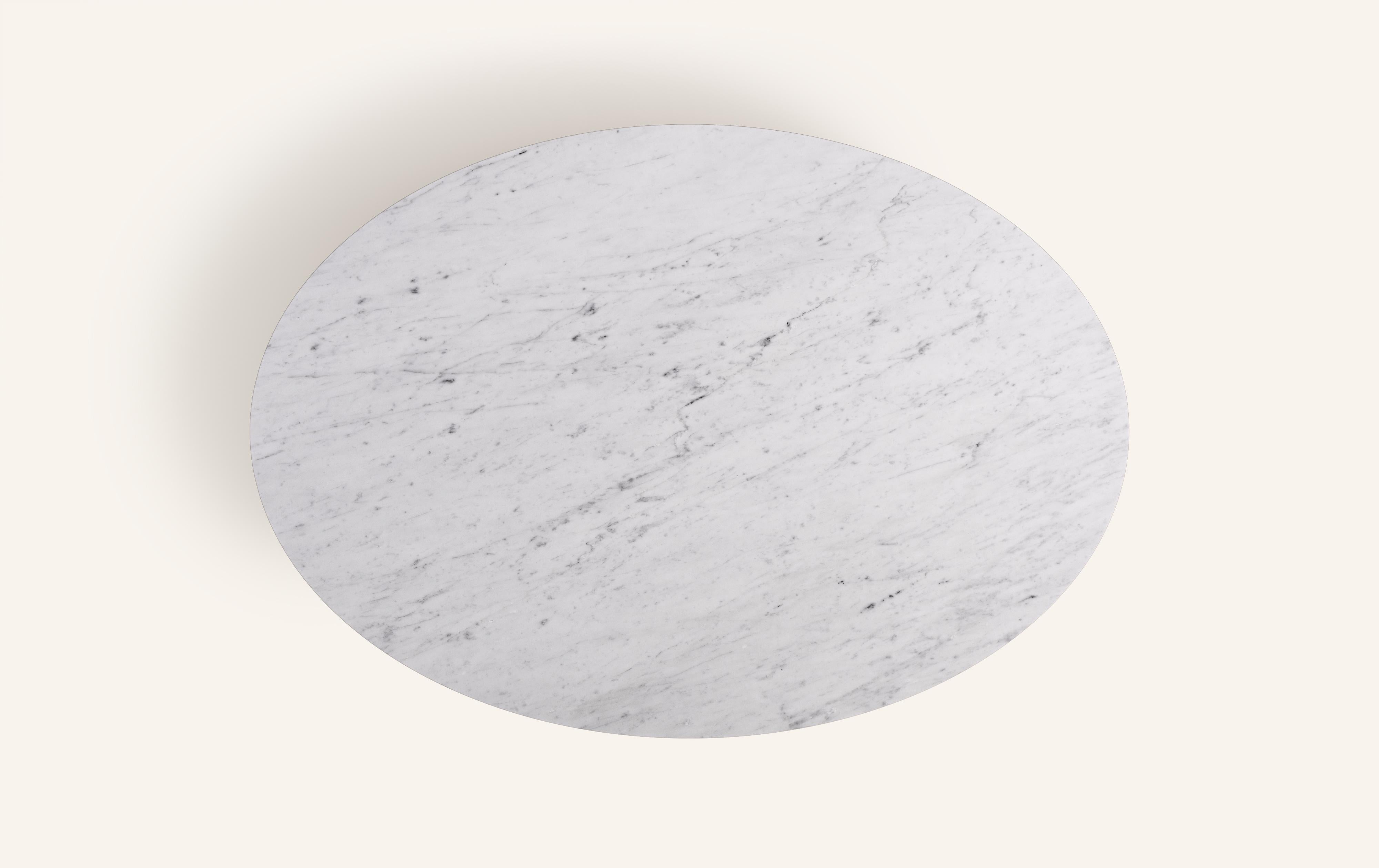 FORM(LA) Sfera Oval Coffee Table 48”L x 36”W x 16”H Carrara Bianco Marble In New Condition For Sale In Los Angeles, CA