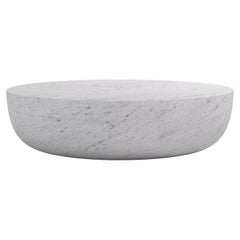 FORM(LA) Sfera Oval Coffee Table 48”L x 36”W x 16”H Carrara Bianco Marble