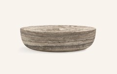 FORM(LA) Sfera Oval Coffee Table 48”L x 36”W x 16”H Travertino Argento VC