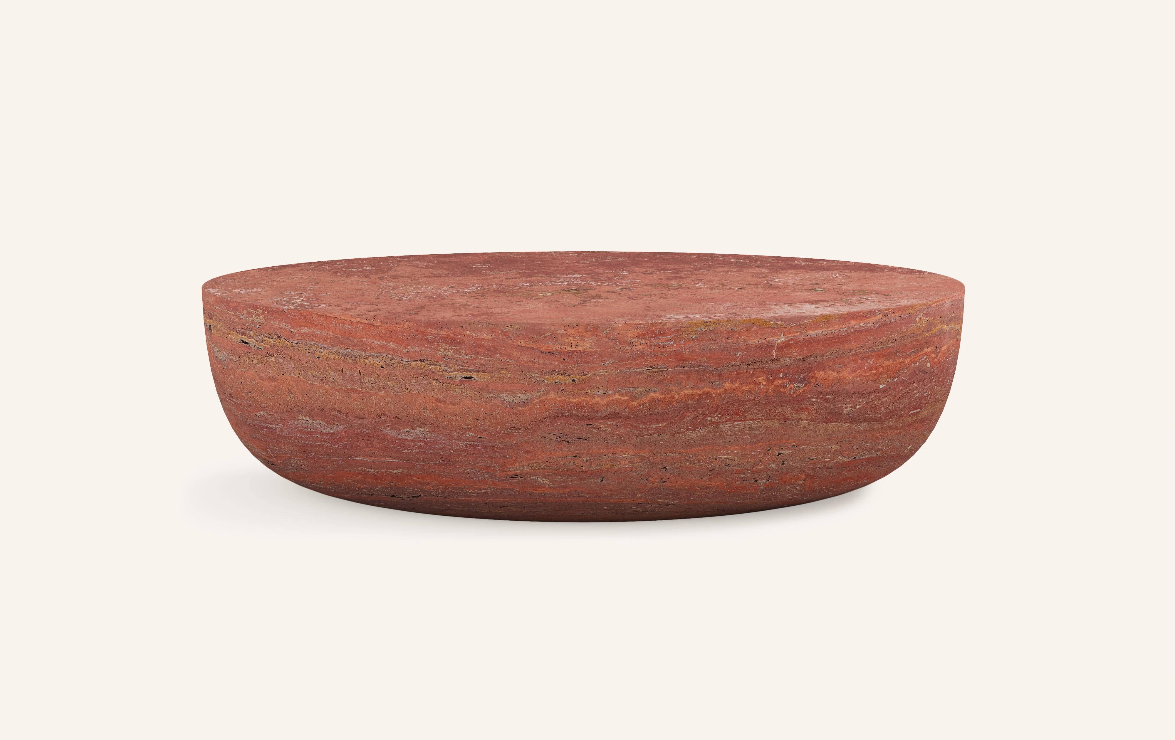 A SLICE OF A ’SPHERE’ OR 'SFERA' IN ITALIAN BALANCES A FLAT SURFACE ATOP AND ROBUST MONOLITH FORM. WITH A BASE SOFTENED BY A CURVED PROFILE, SFERA IS SOFT AND EARTHY IN ITS AVAILABLE STONE SELECTIONS.

DIMENSIONS: 
48”L x 36”W x 16”H: 
- SOLID BLOCK