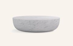 FORM(LA) Sfera Oval Coffee Table 60”L x 42”W x 16”H Carrara Bianco Marble