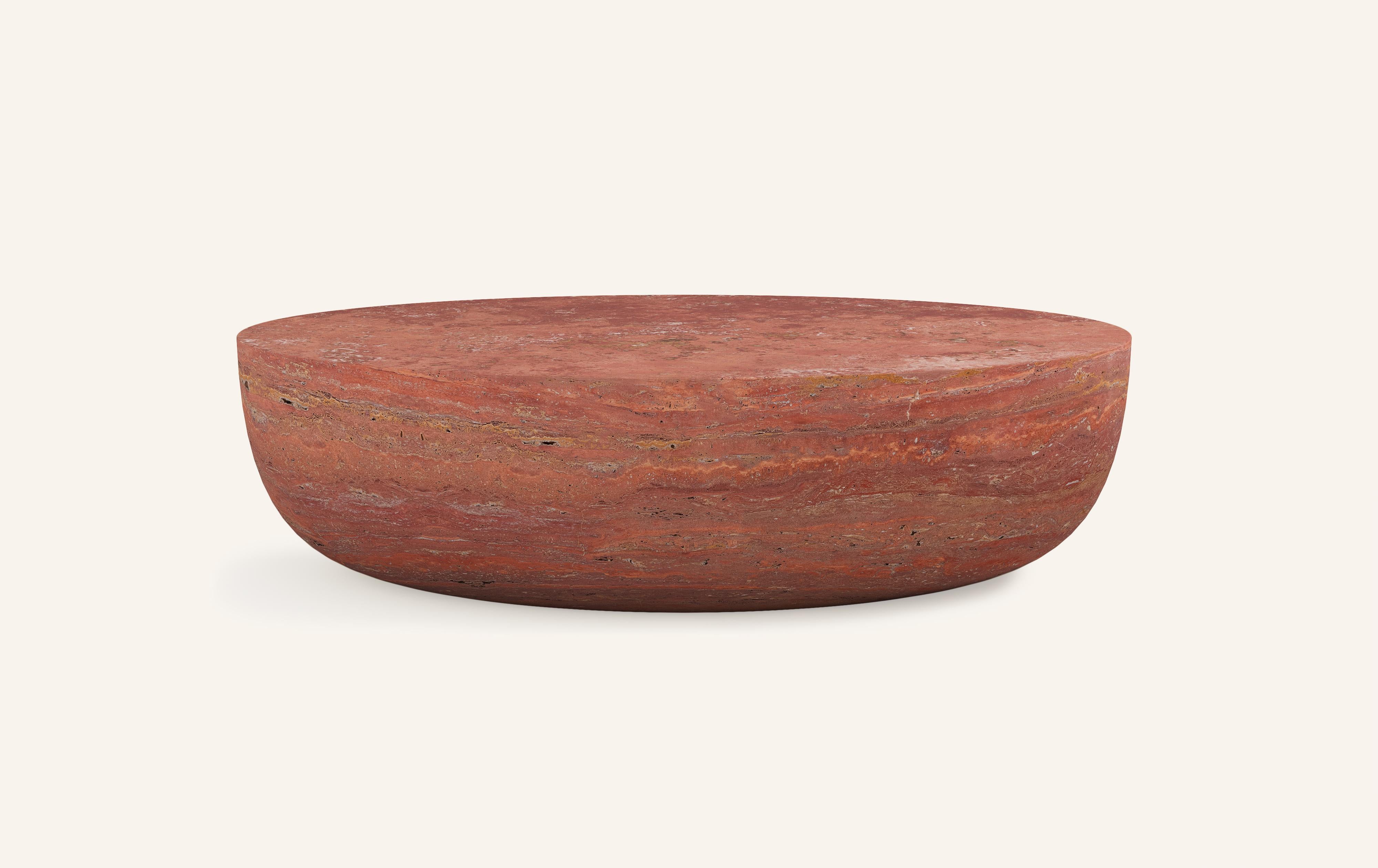 A SLICE OF A ’SPHERE’ OR 'SFERA' IN ITALIAN BALANCES A FLAT SURFACE ATOP AND ROBUST MONOLITH FORM. WITH A BASE SOFTENED BY A CURVED PROFILE, SFERA IS SOFT AND EARTHY IN ITS AVAILABLE STONE SELECTIONS.

DIMENSIONS: 
60”L x 42”W x 16”H: 
- SOLID BLOCK