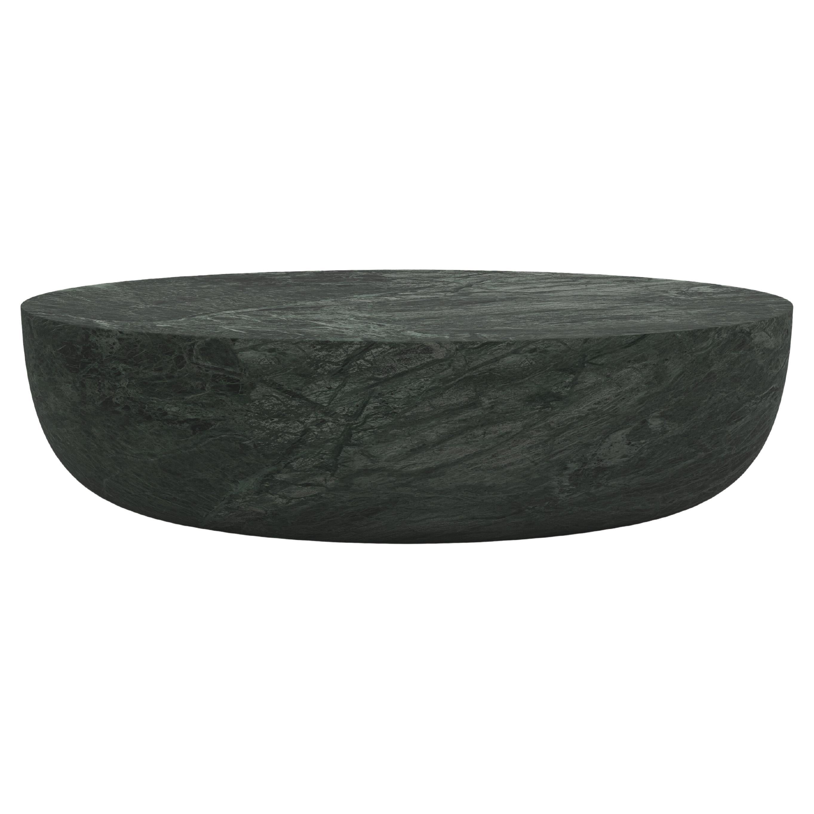 FORM(LA) Sfera Oval Coffee Table 60”L x 42”W x 16”H Verde Guatemala Marble For Sale