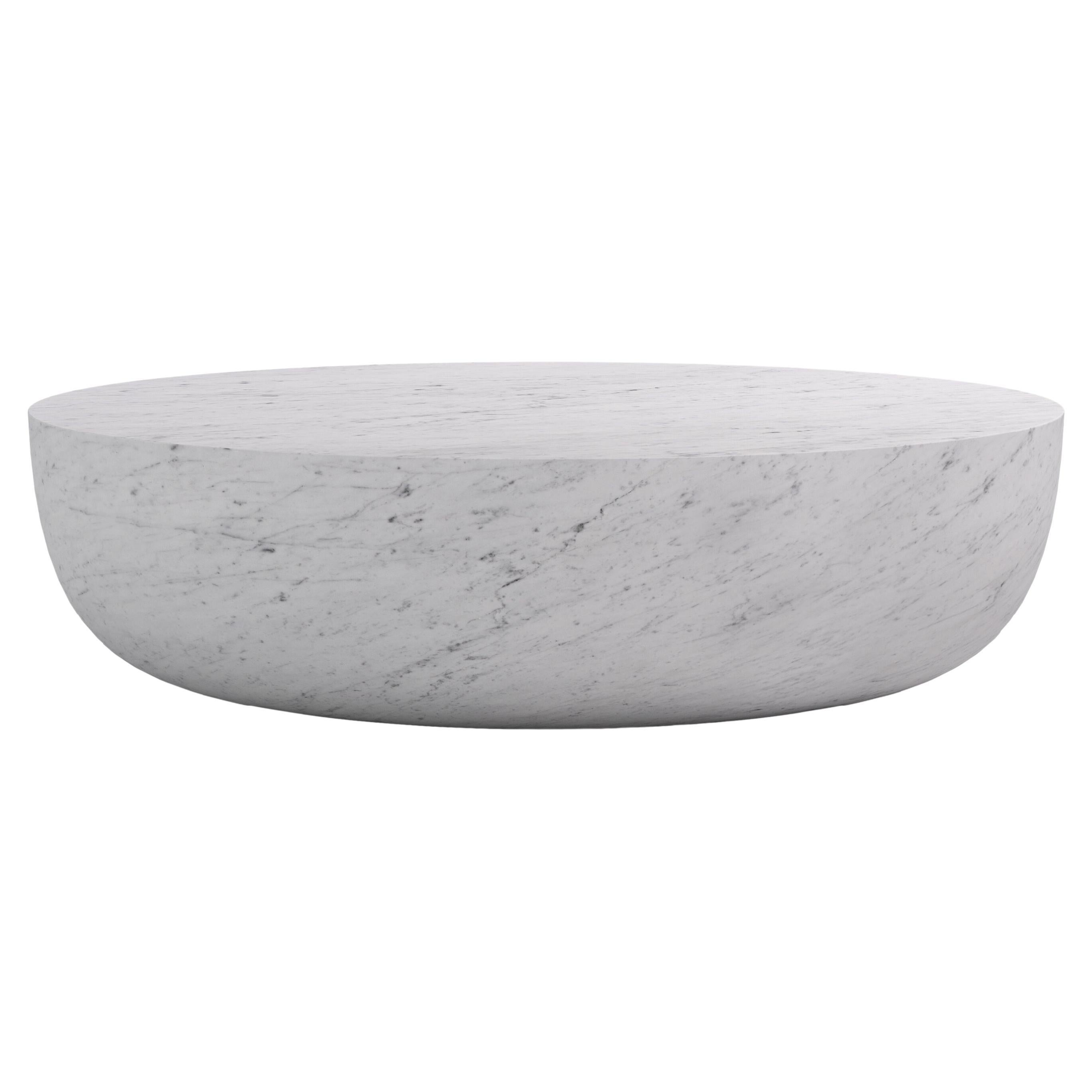 FORM(LA) Sfera Oval Coffee Table 72”L x 48”W x 16”H Carrara Bianco Marble